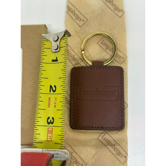 Longaberger Brown Leather Keychain With Gold-Tone Ring In Original Box - Picture 5 of 8